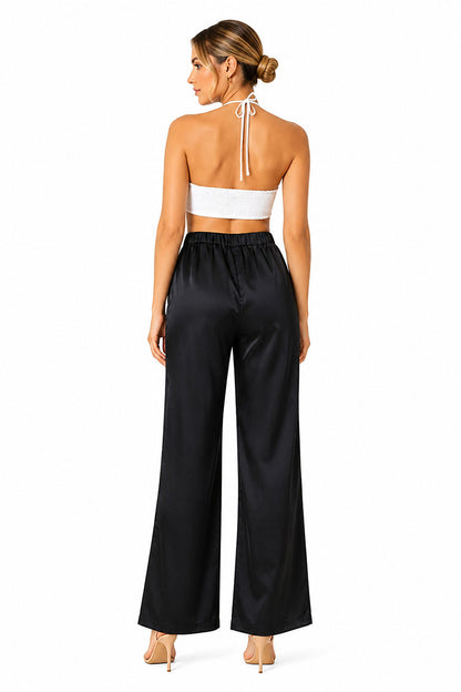 Set of 6 Black Satin Bell Bottom Pants (S, M, & L)