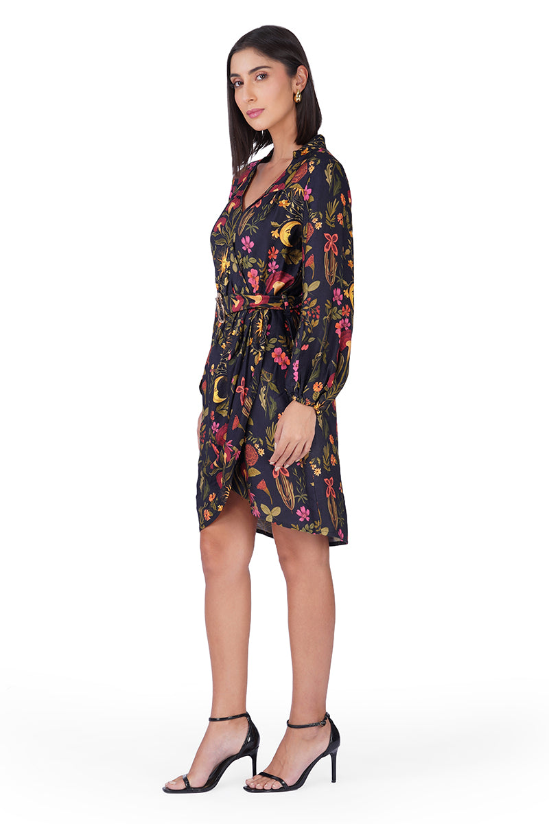 Set of 6 Galaxy Garden Printed Short Warp Dress (S, M & L)