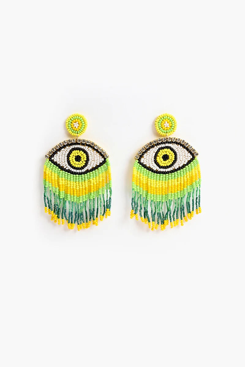 Sunny Lime Evil Eye Earrings