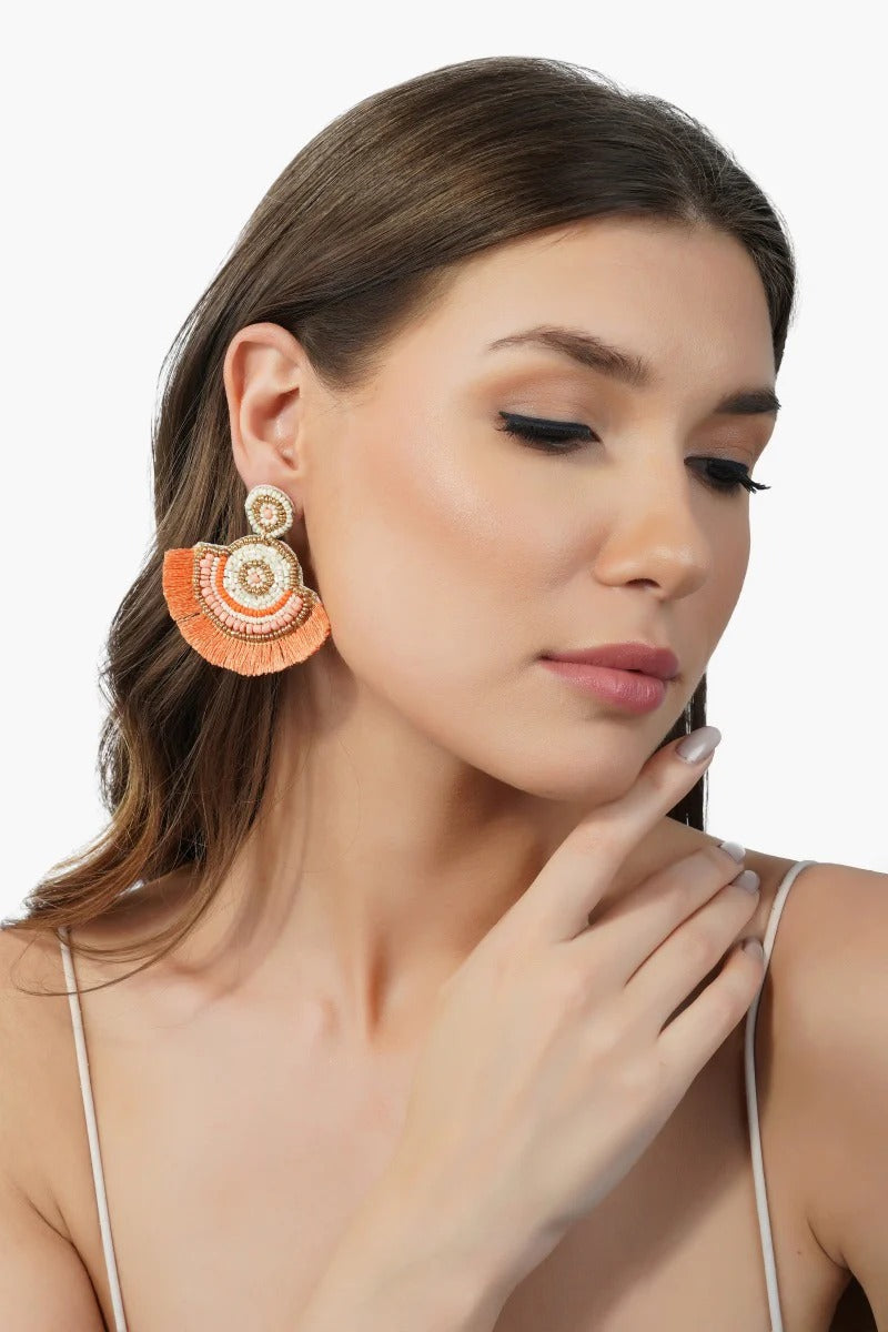 Peach Parfait Embellished Earrings