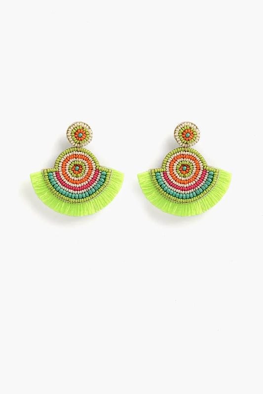 Neon Green Embellished Earrings