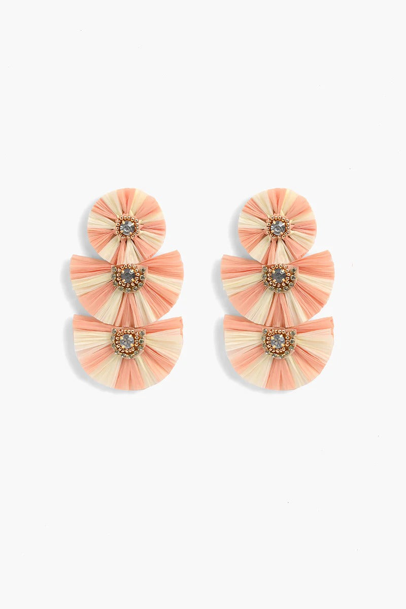 Blush Two Tone Raffia Earrings