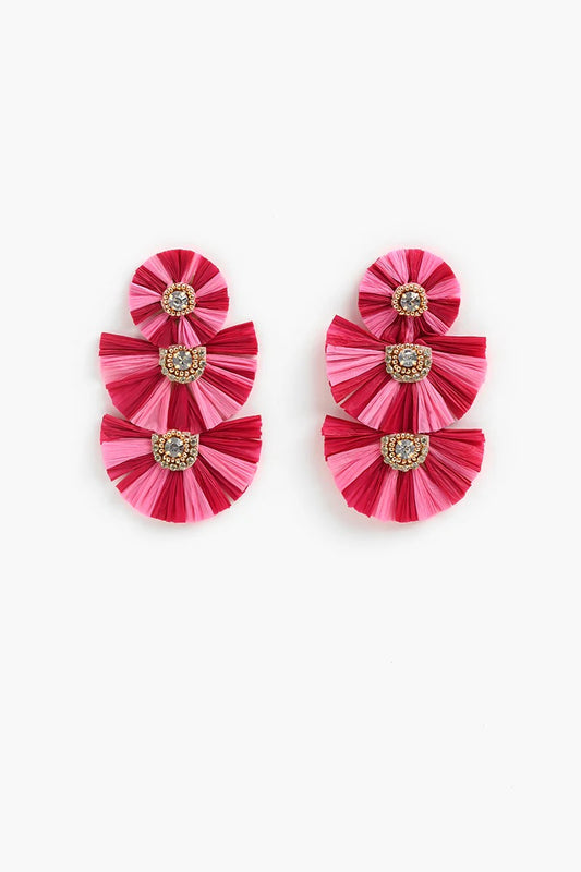 Pink Raffia Earrings