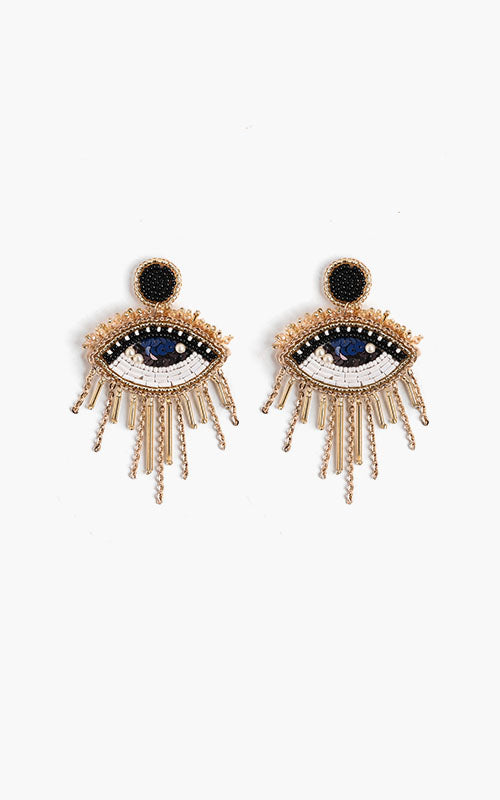 Golden Eye Embellished Earrings