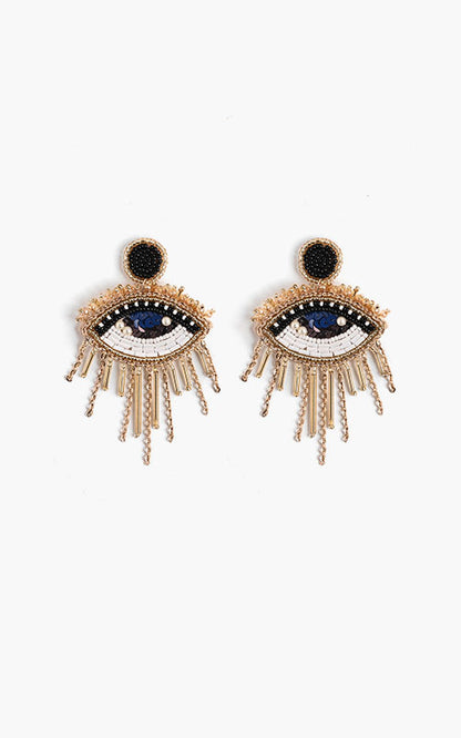 Golden Eye Embellished Earrings