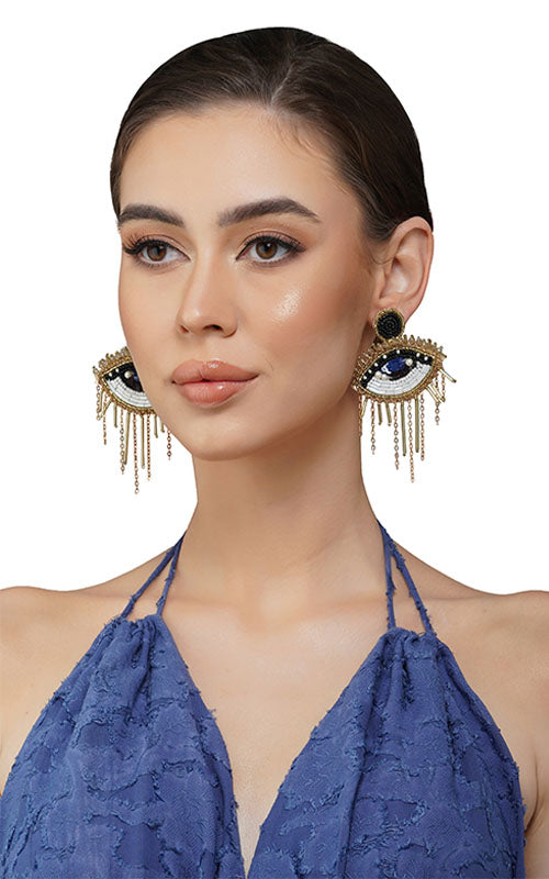Golden Eye Embellished Earrings