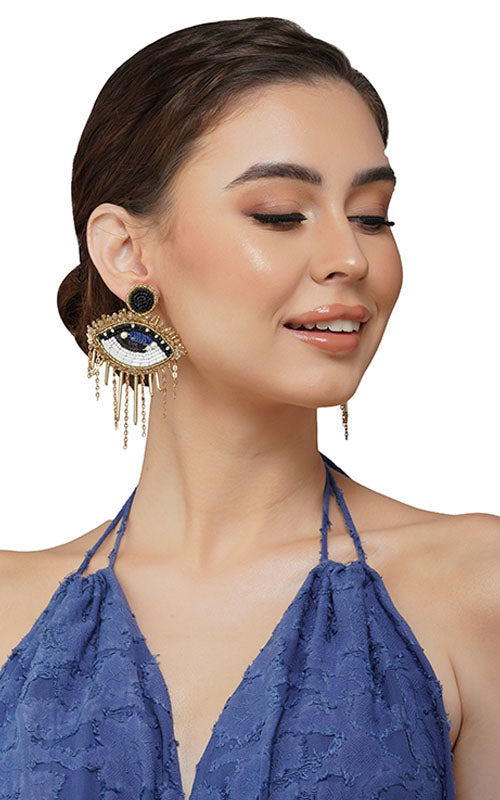 Golden Eye Embellished Earrings