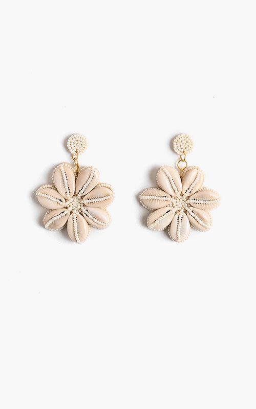 Floral Shells Beaded Earrings