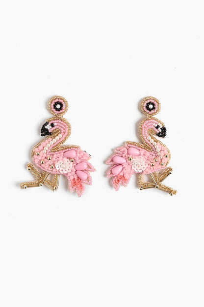 Flamingo Beaded Earrings