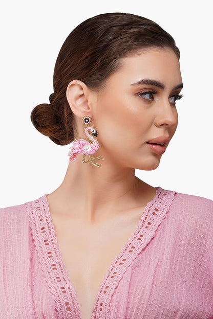 Flamingo Beaded Earrings