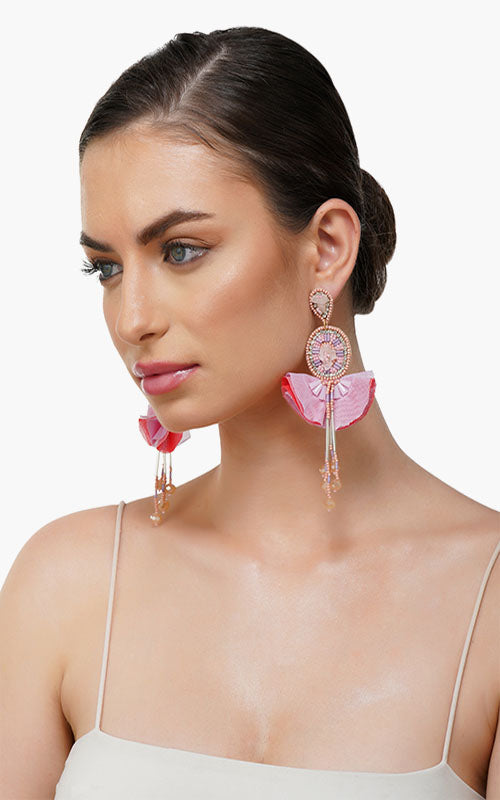 Pink Blossom Beaded Earrings