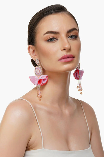 Pink Blossom Beaded Earrings