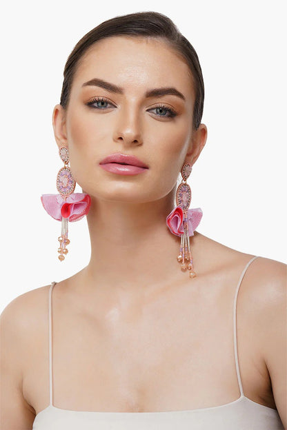 Pink Blossom Beaded Earrings