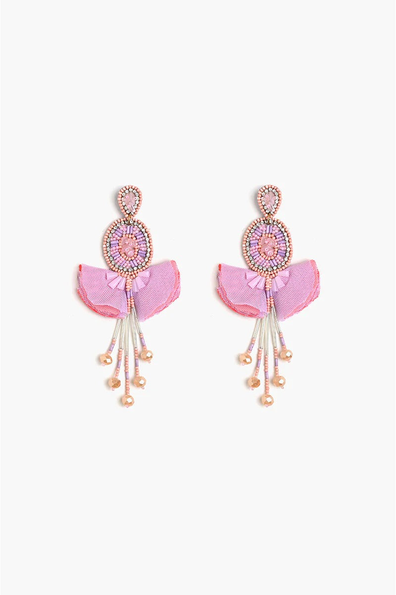 Pink Blossom Beaded Earrings