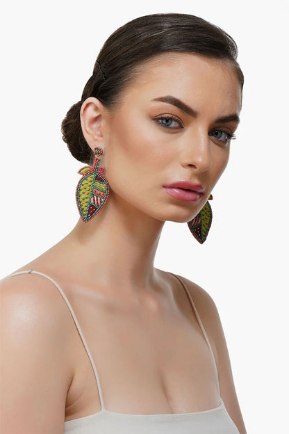 Heart Upon My Leaf Beaded Earrings