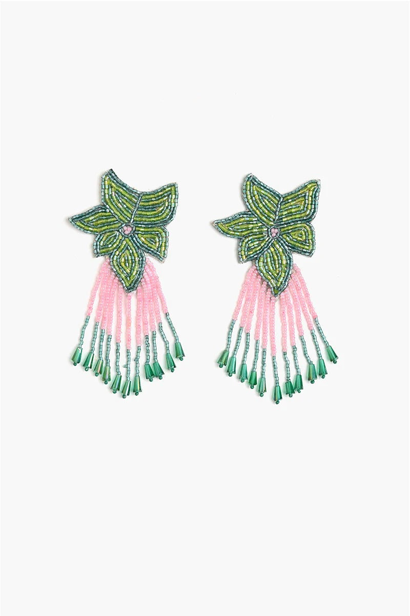 Flower Tassel Drop Earrings