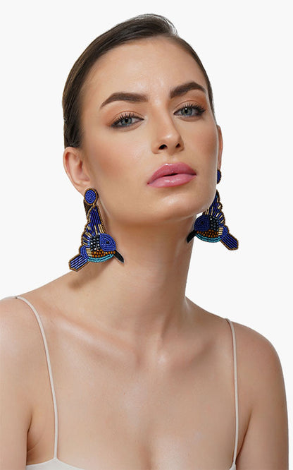 Blue Queen Beaded Earrings