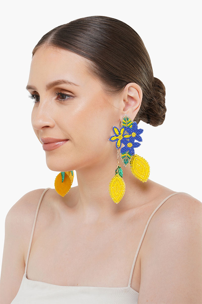 Positano Lemon Beaded Long Earrings