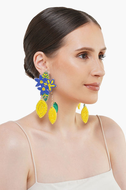 Positano Lemon Beaded Long Earrings