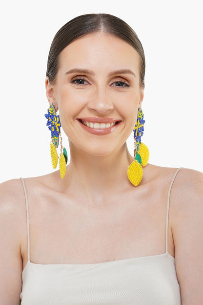 Positano Lemon Beaded Long Earrings