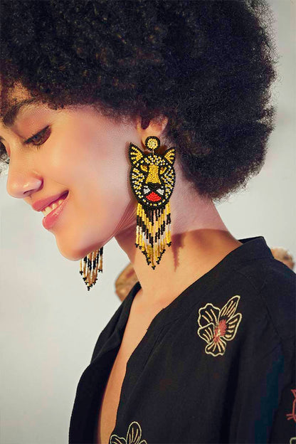 Tiger Beaded Earrings