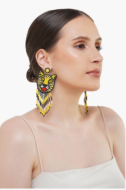 Tiger Beaded Earrings