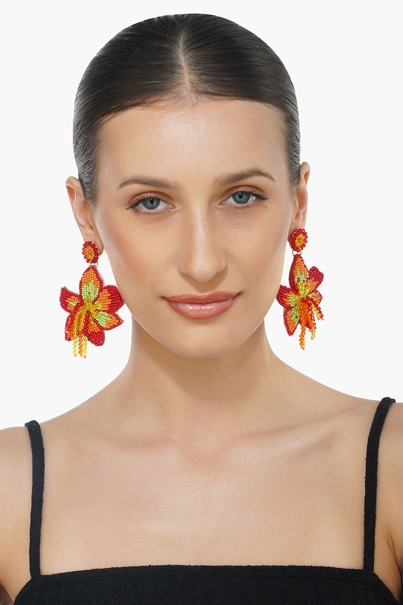 Coral Lily Earrings