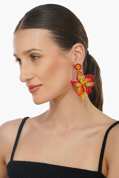 Coral Lily Earrings