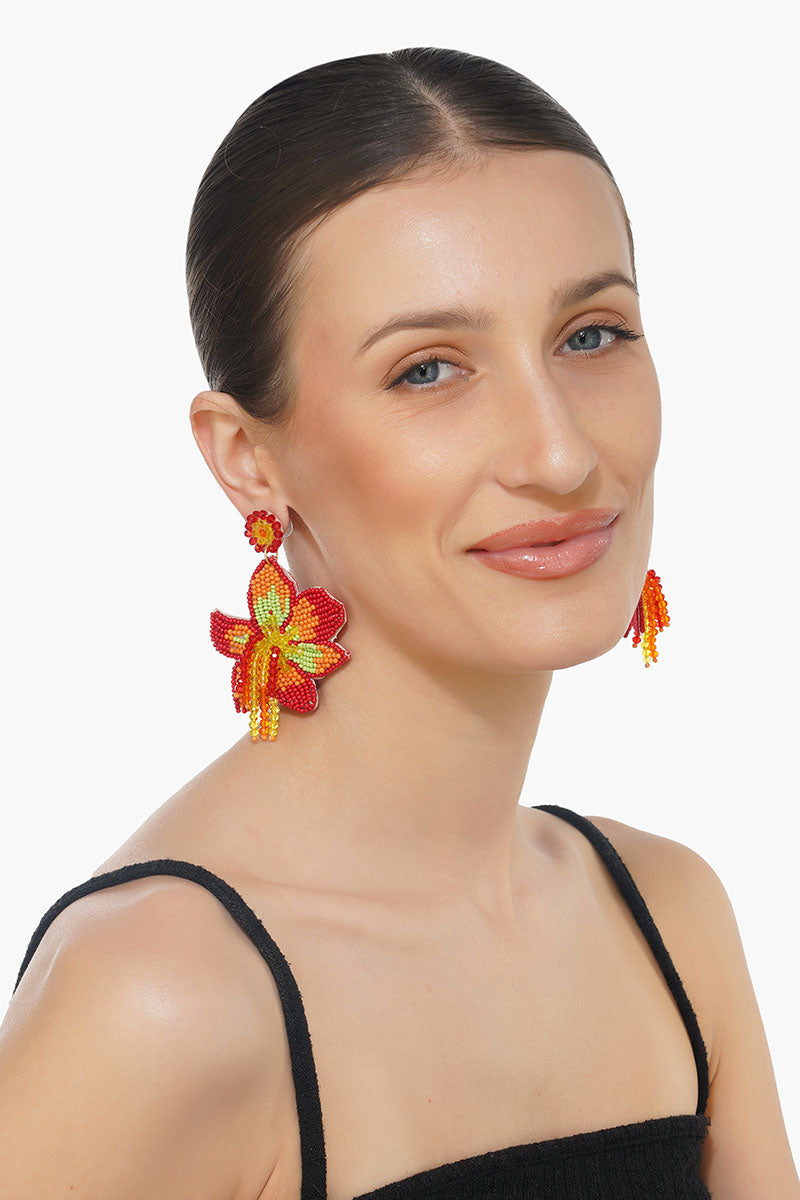 Coral Lily Earrings