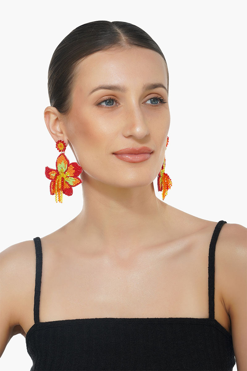 Coral Lily Earrings