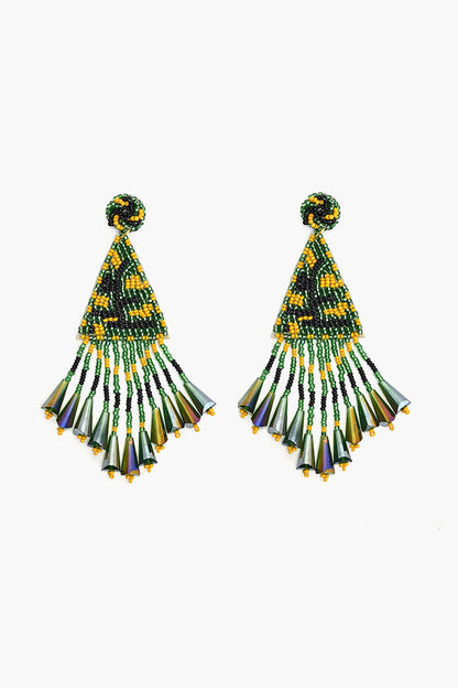 Emerald Beaded Drop Earrings