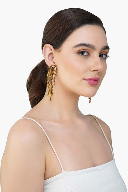 Golden Cascade Beaded Earrings