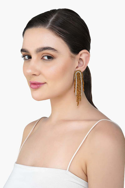 Golden Cascade Beaded Earrings