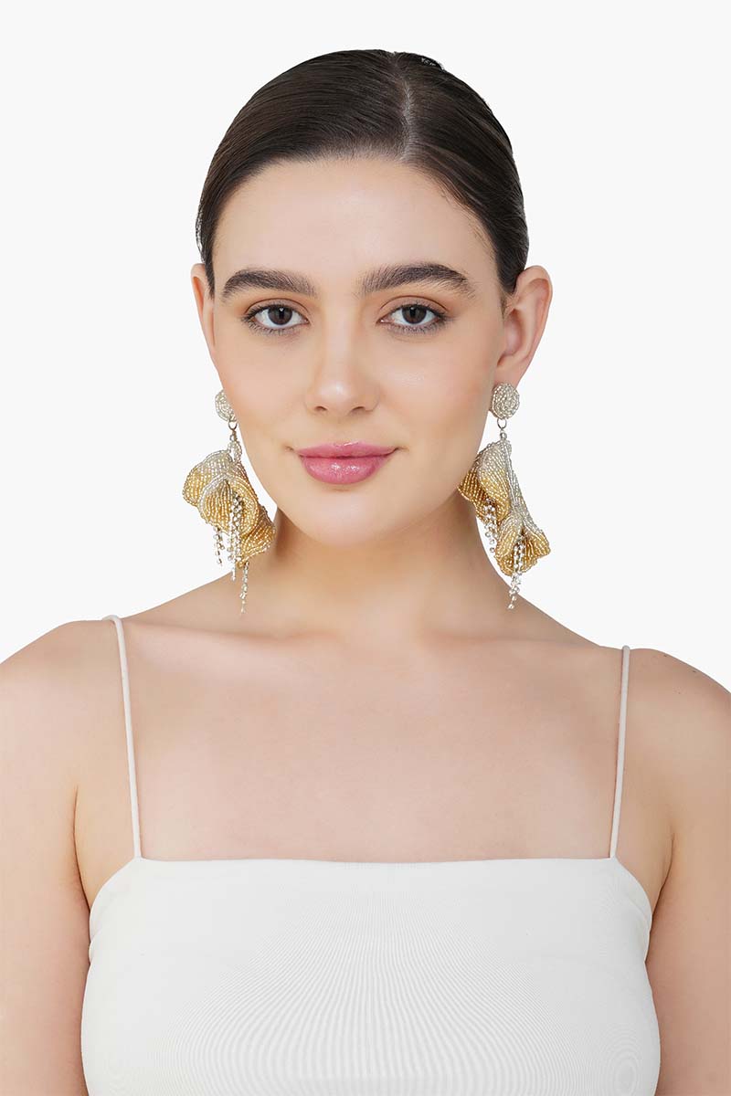 Golden Leaf Drop Earrings