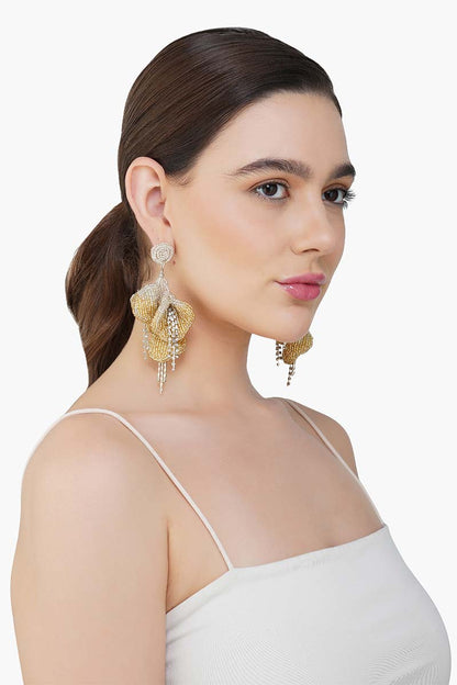 Golden Leaf Drop Earrings