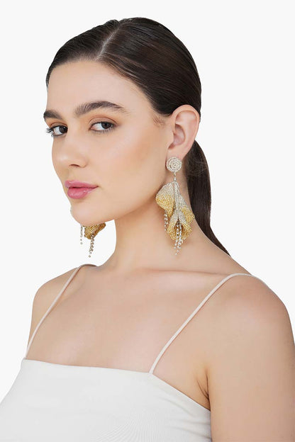 Golden Leaf Drop Earrings