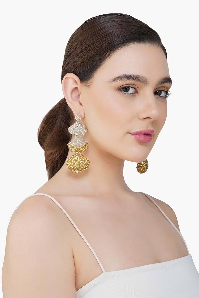 Gold and Silver Seashell Earrings