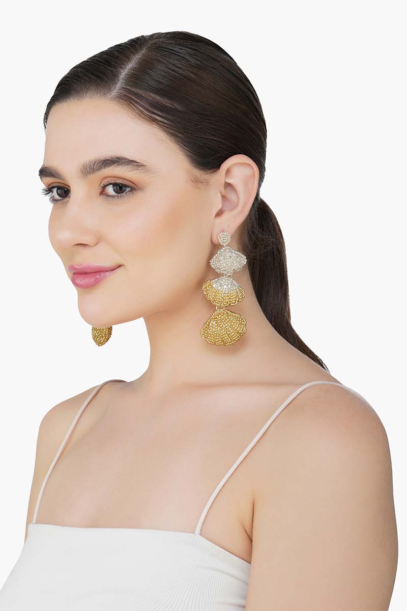 Gold and Silver Seashell Earrings