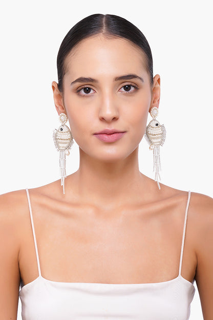 Pearl Fish Beaded Earrings