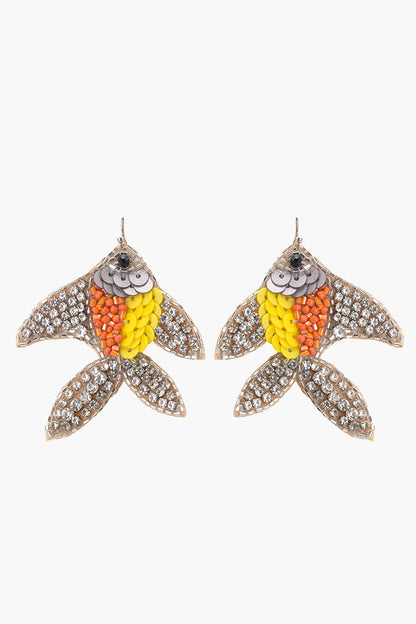 Silver Beaded Fish Earrings