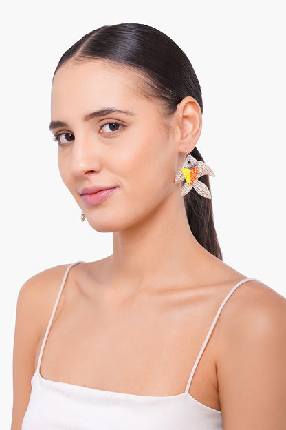 Silver Beaded Fish Earrings