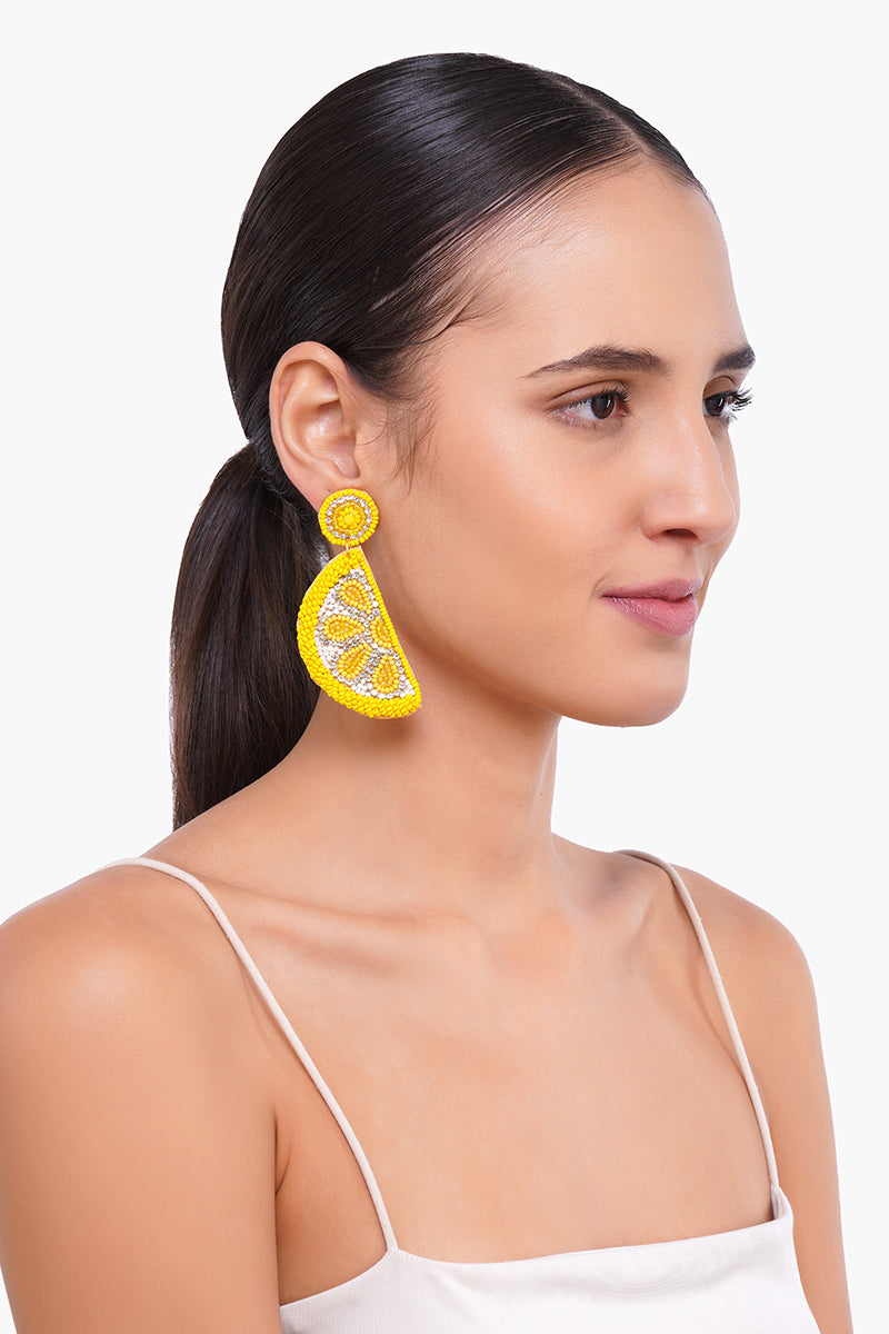 Cutrusy Lemon Beaded Earrings