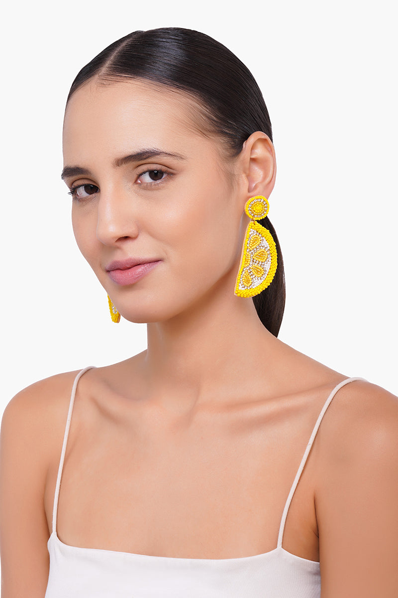 Cutrusy Lemon Beaded Earrings