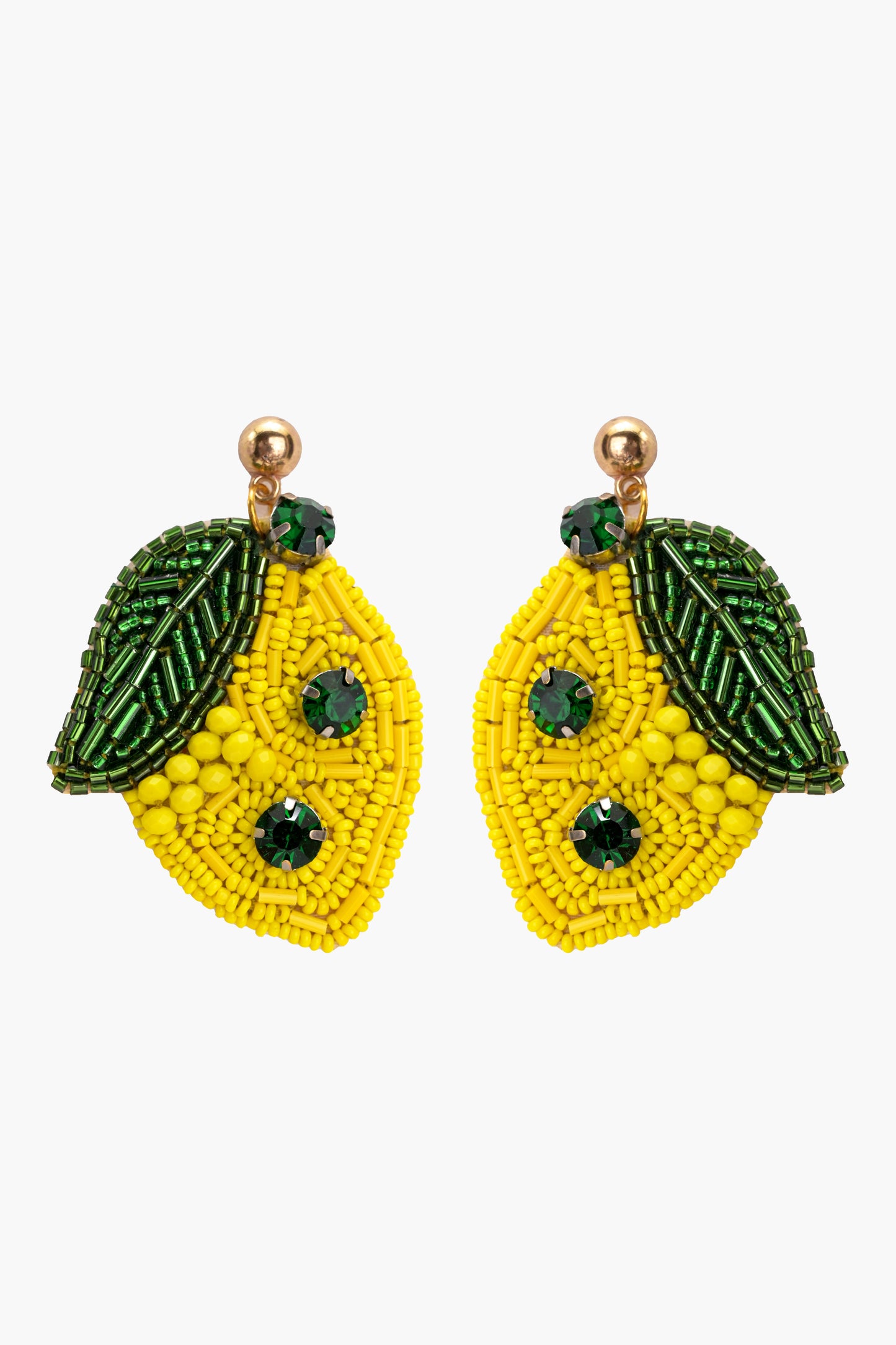 Hearty Lemon Beaded Earrings