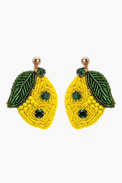 Hearty Lemon Beaded Earrings