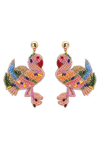 Flamingo Beaded Earrings