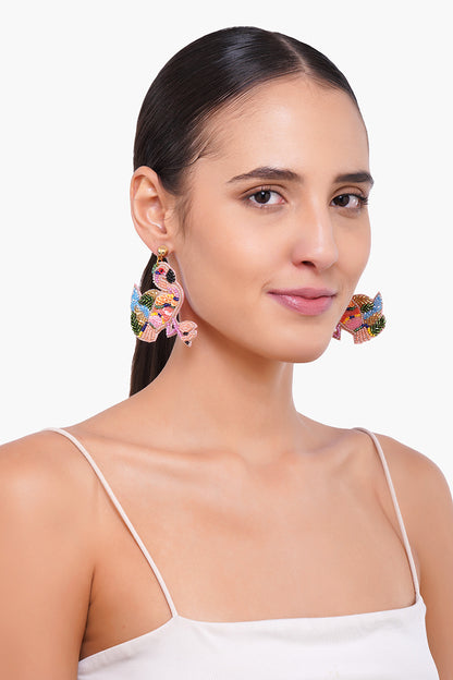 Flamingo Beaded Earrings
