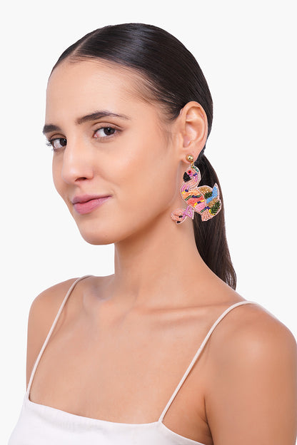 Flamingo Beaded Earrings