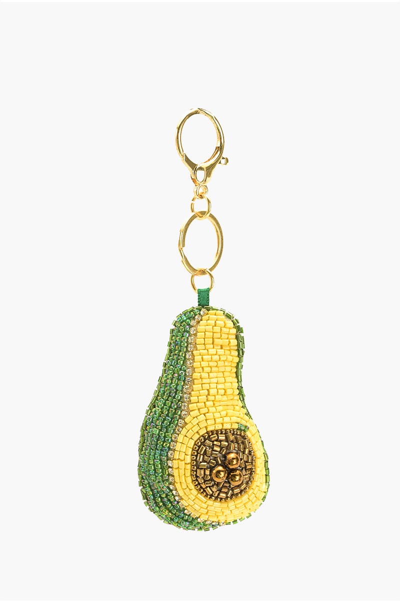 Avocado Beaded Charm Keychain