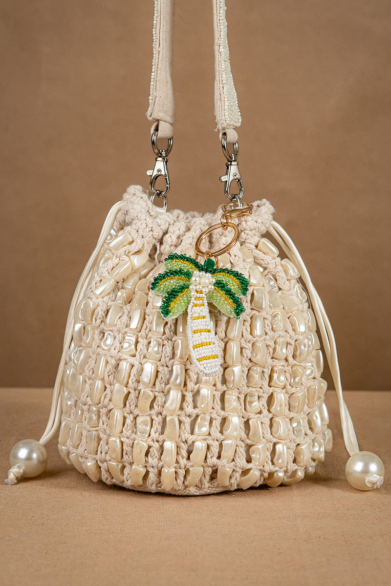 Palm Beaded Charm Keychain